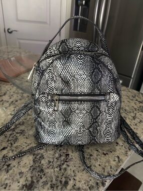 Mini Snake-Print Backpack - Silver/Black